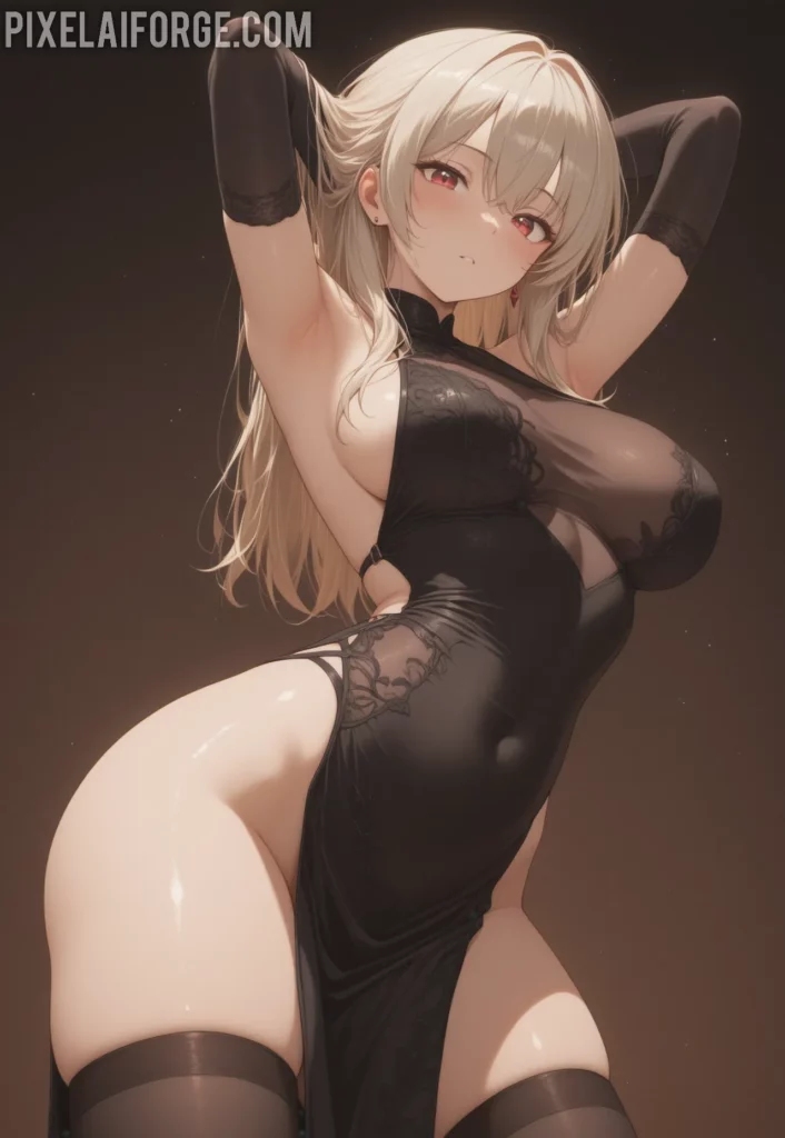 Chica de anime generada por IA con cabello plateado y armadura en estilo fantasy