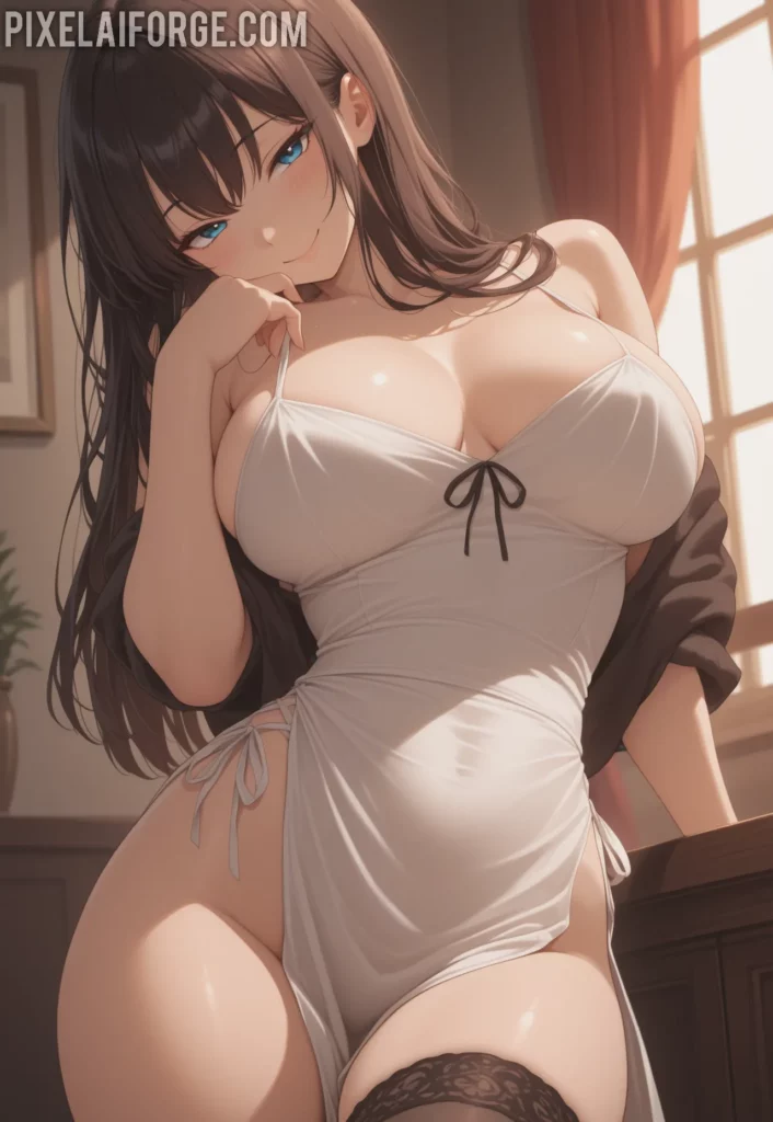 Chica de anime generada por IA con cabello plateado y armadura en estilo fantasy