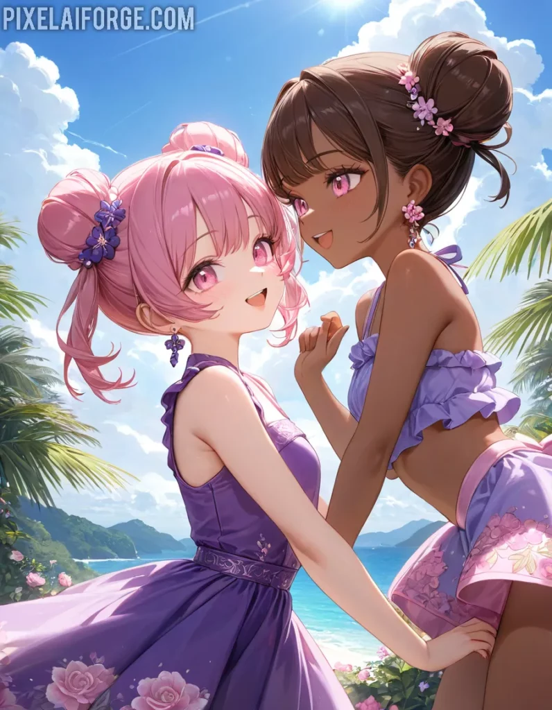 Anime Beach Friendship: Summer Style and Serenity
