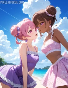 Anime Beach Friendship: Summer Style and Serenity