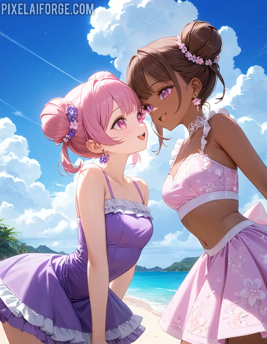 Anime Beach Friendship: Summer Style and Serenity
