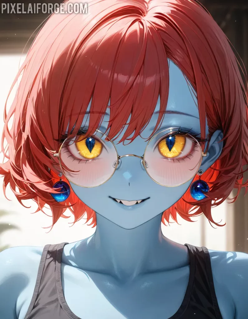 Anime Girl with Headphones in Neon Cityscape