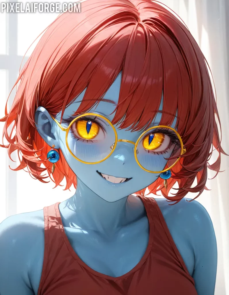 Anime Girl with Headphones in Neon Cityscape