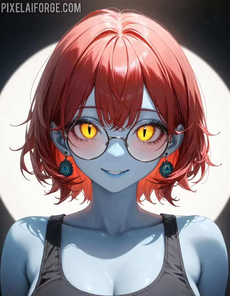 Anime Girl with Headphones in Neon Cityscape