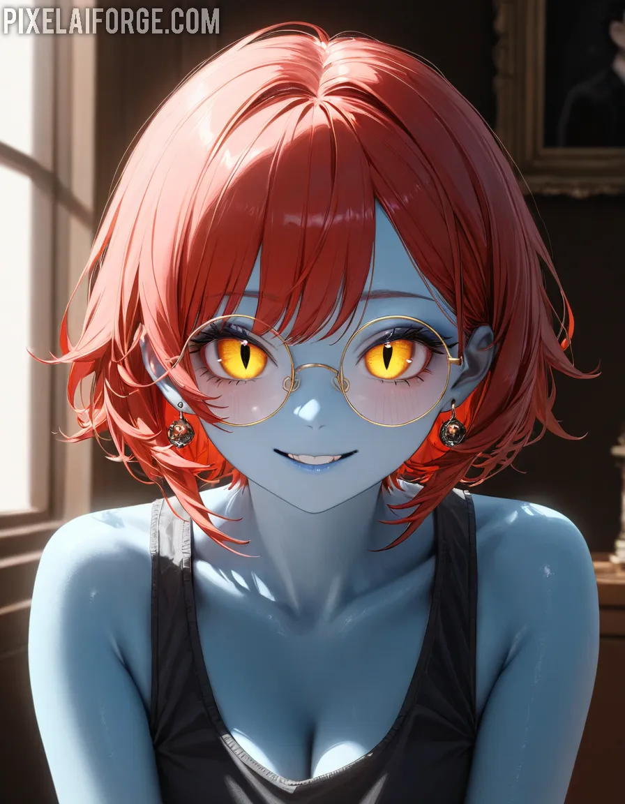 Anime Girl with Headphones in Neon Cityscape