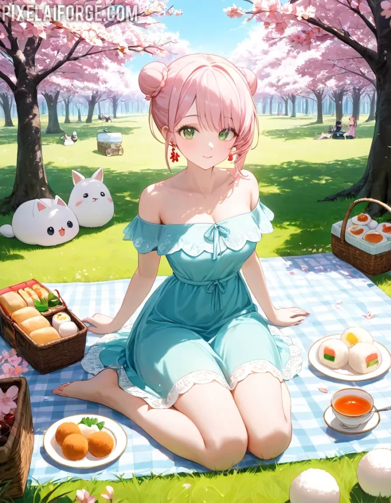Anime Picnic Under Cherry Blossoms: A Spring Delight