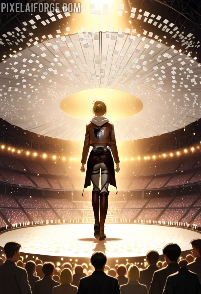 Annie aparece rodeada de opiniones y calificaciones que destacan a Attack on Titan como uno de los mejores animes