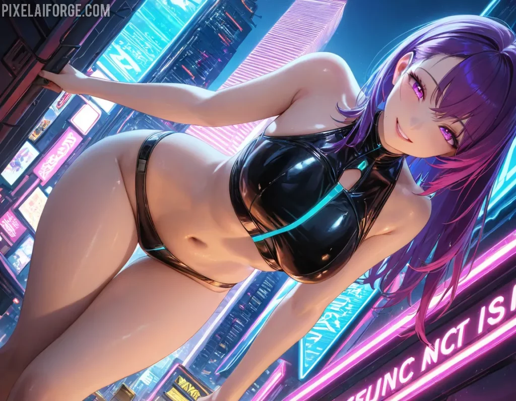 Arte Anime Cyberpunk Creado con Fooocus AI