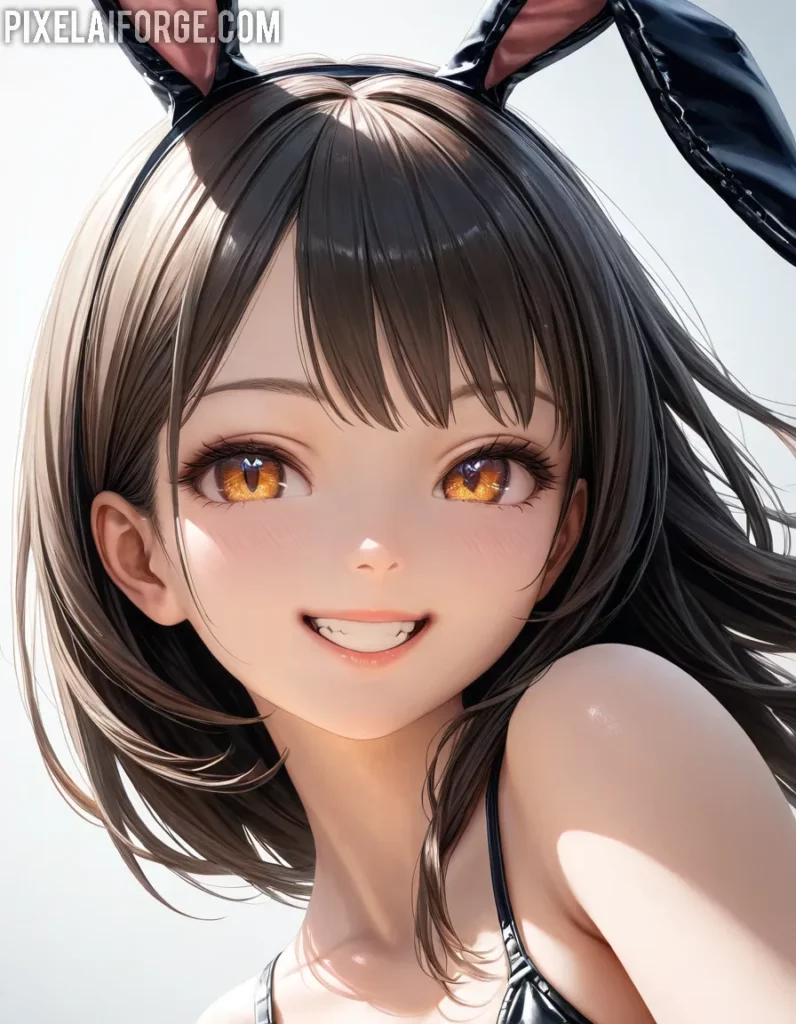 Arte Anime de Chica Conejo Creado con Fooocus AI