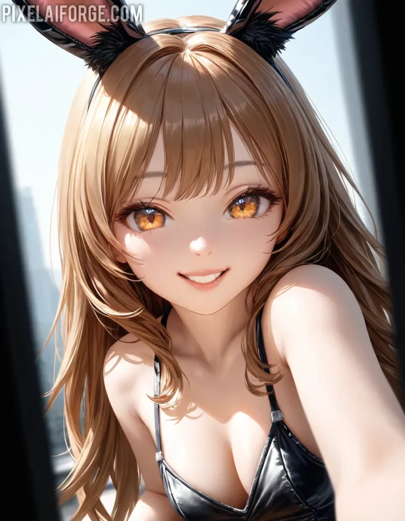 Arte Anime de Chica Conejo Creado con Fooocus AI