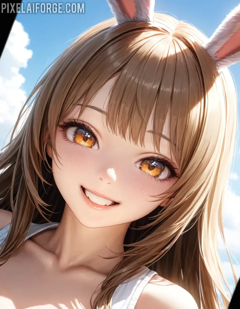 Arte Anime de Chica Conejo Creado con Fooocus AI
