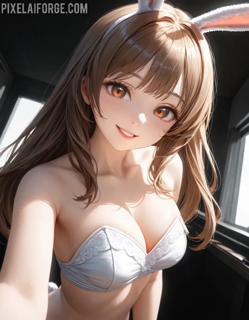Arte Anime de Chica Conejo Creado con Fooocus AI