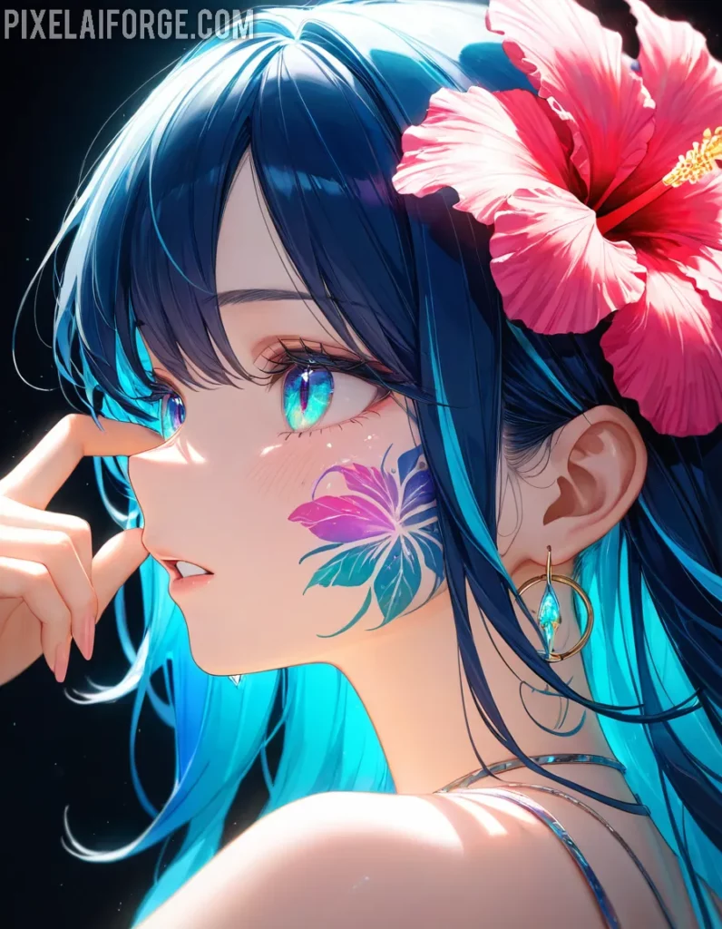 Arte Anime de Chica Tropical Creado con Fooocus