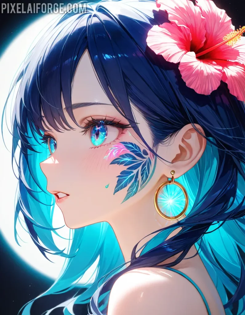 Arte Anime de Chica Tropical Creado con Fooocus