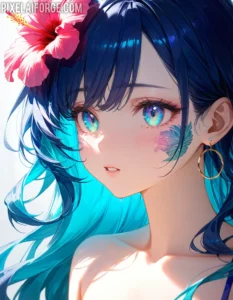 Arte Anime de Chica Tropical Creado con Fooocus