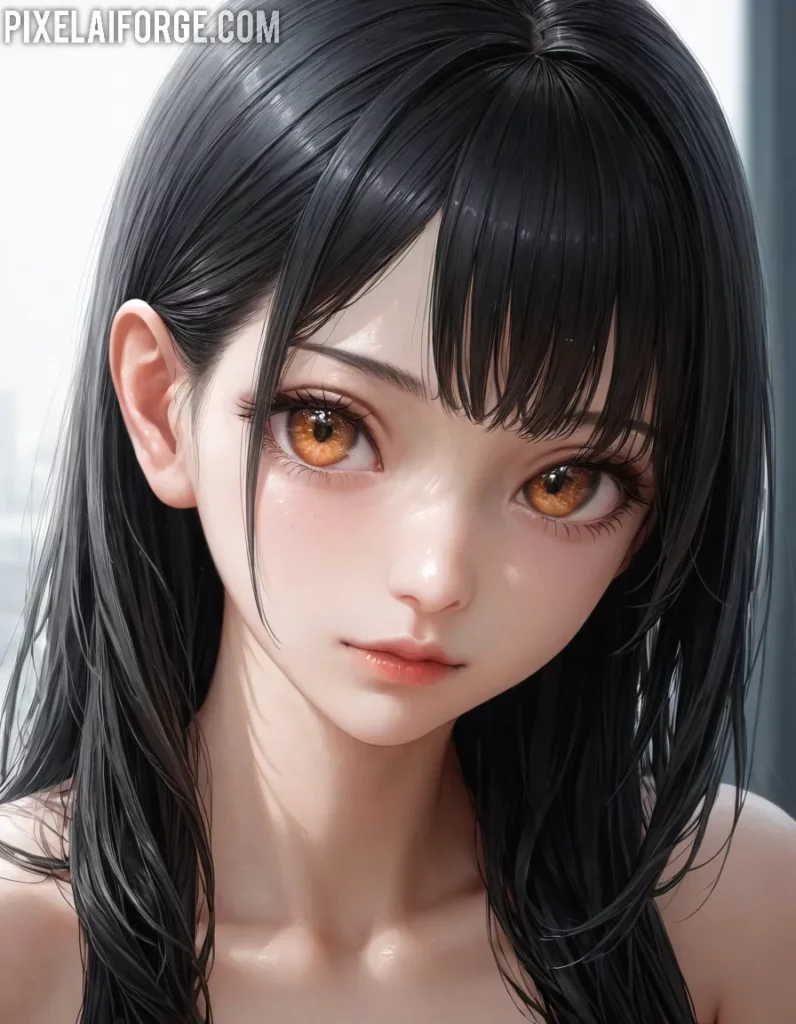 Arte Anime de Chica con Cabello Mojado Creado con Fooocus AI