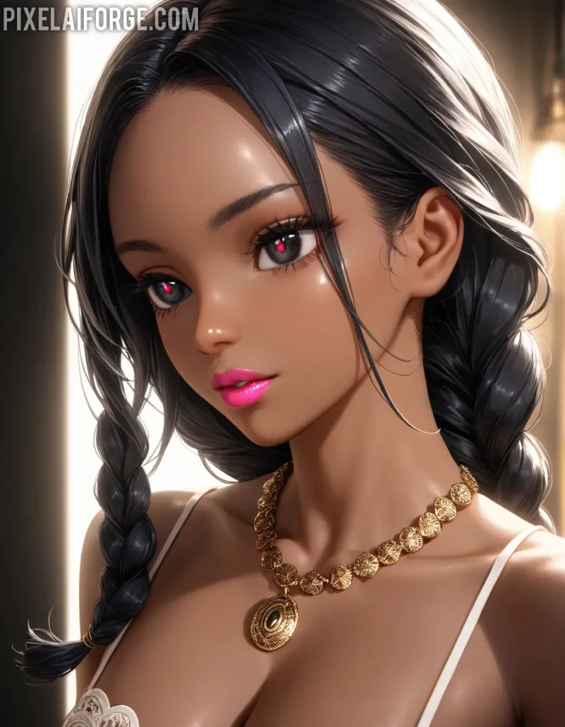 Arte Anime de Chica con Trenza Creado con Fooocus