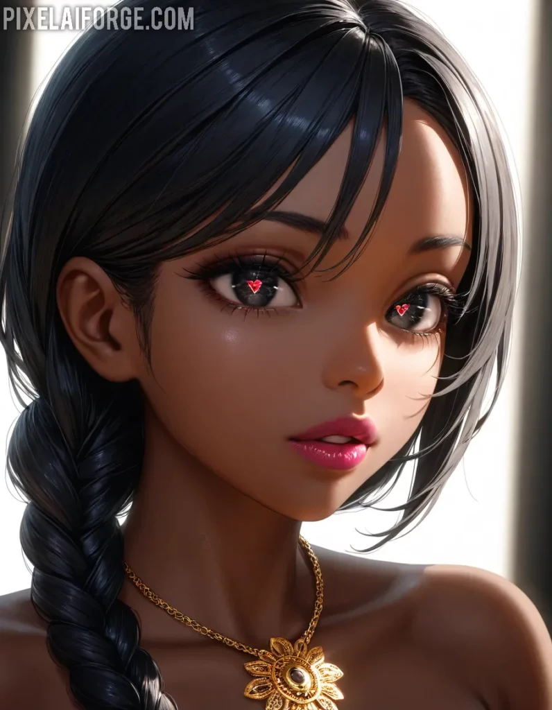 Arte Anime de Chica con Trenza Creado con Fooocus