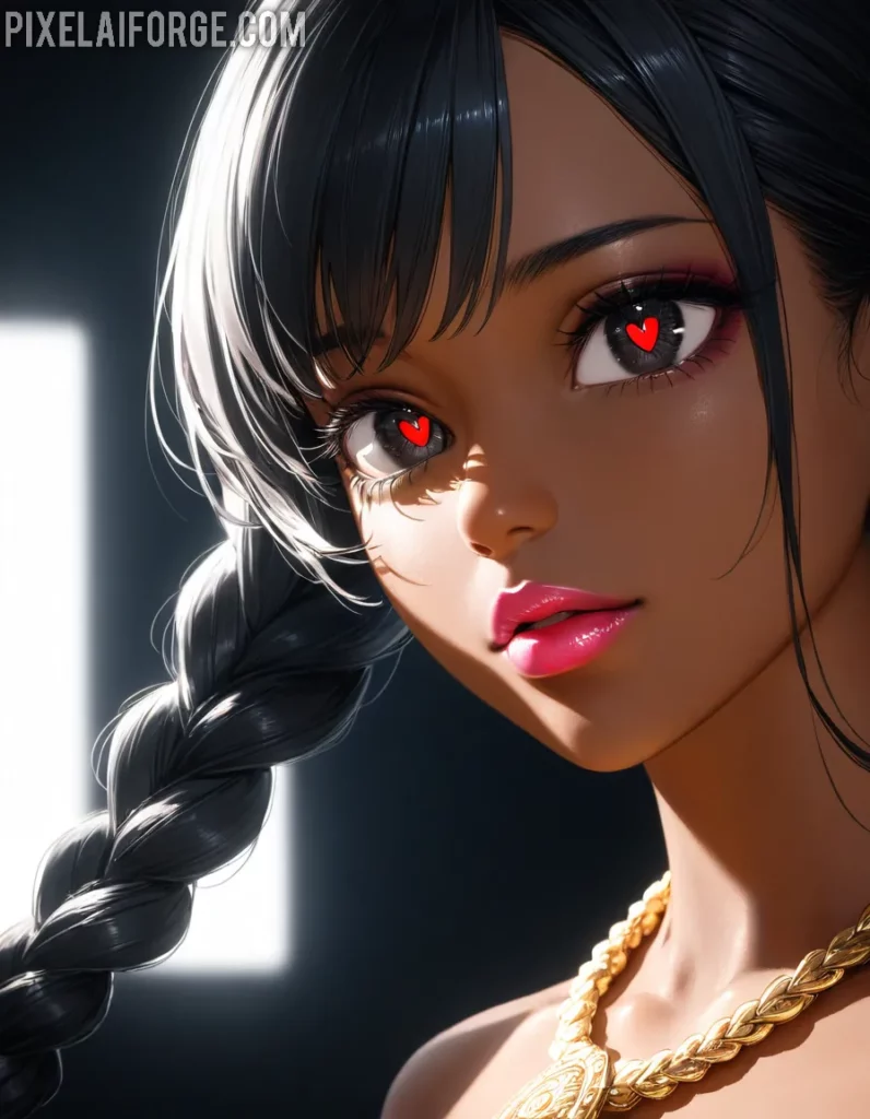 Arte Anime de Chica con Trenza Creado con Fooocus