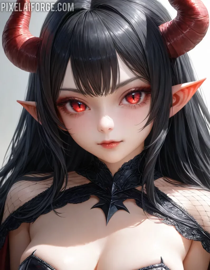 Arte Anime de Elfa Demoníaca Creado con Fooocus A