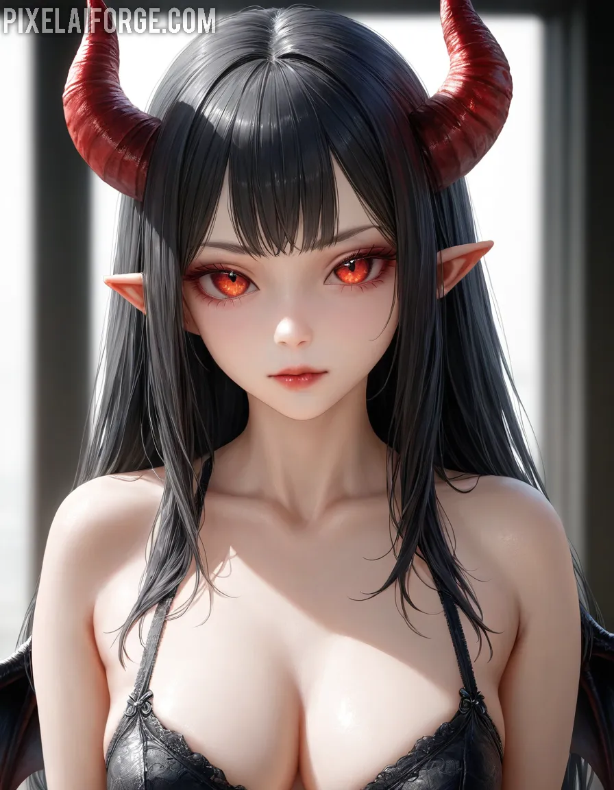 Arte Anime de Elfa Demoníaca Creado con Fooocus A