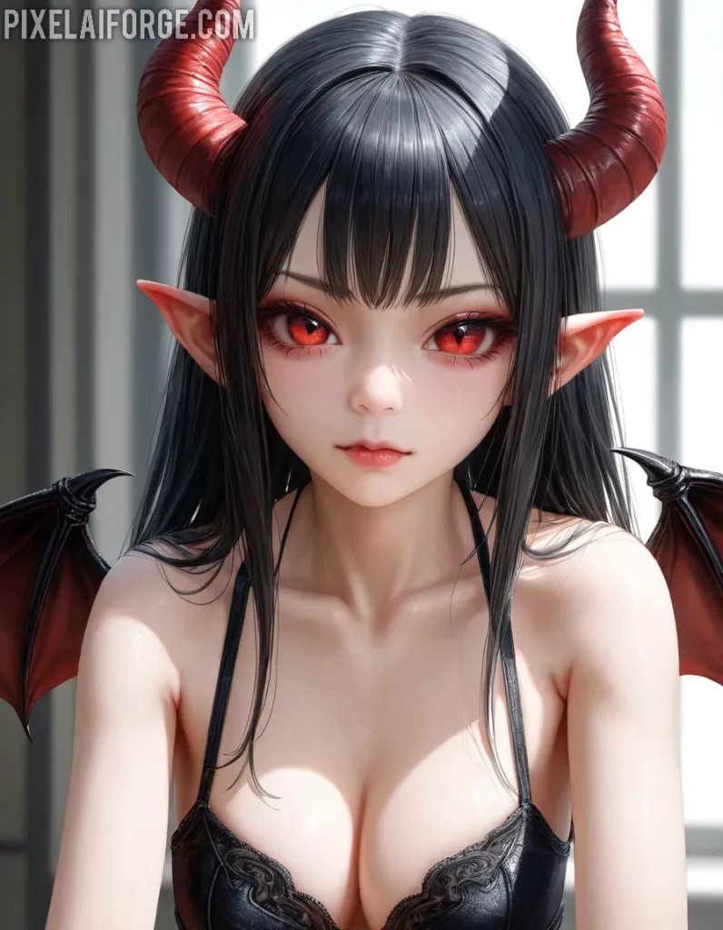 Arte Anime de Elfa Demoníaca Creado con Fooocus A