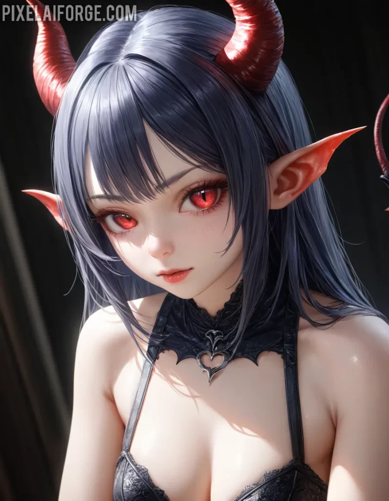 Arte Anime de Elfa Demoníaca Creado con Fooocus A