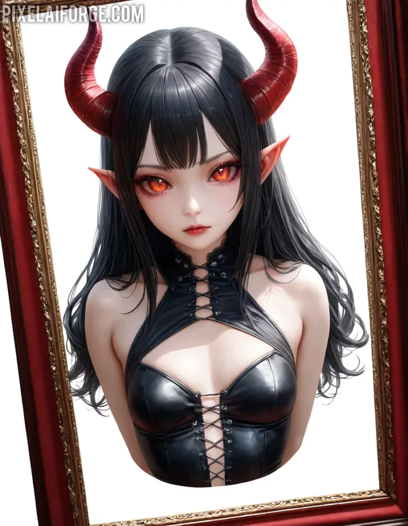 Arte Anime de Elfa Demoníaca Creado con Fooocus A