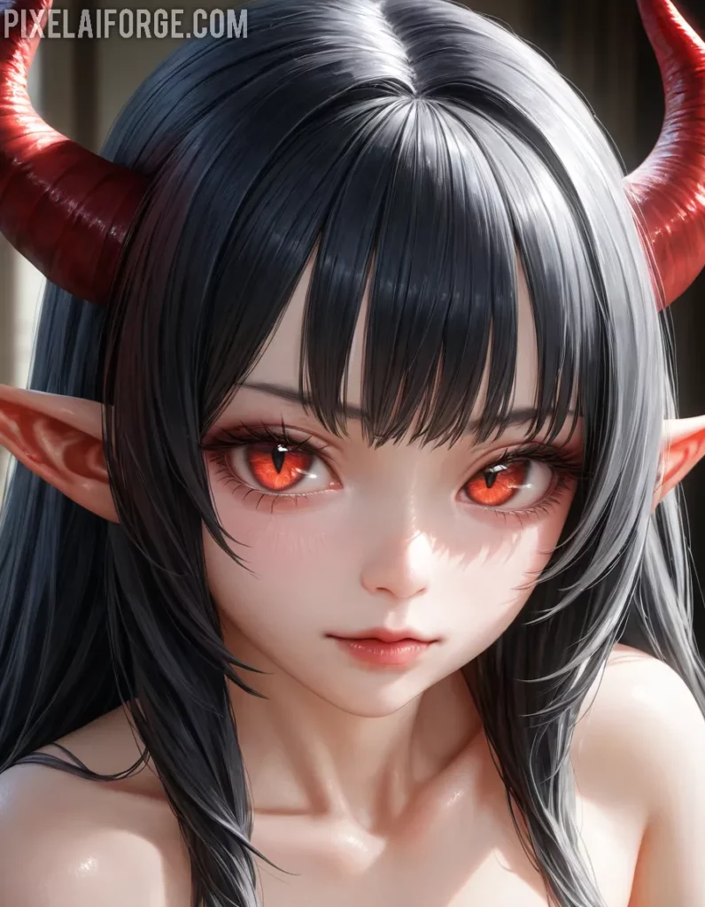 Arte Anime de Elfa Demoníaca Creado con Fooocus A