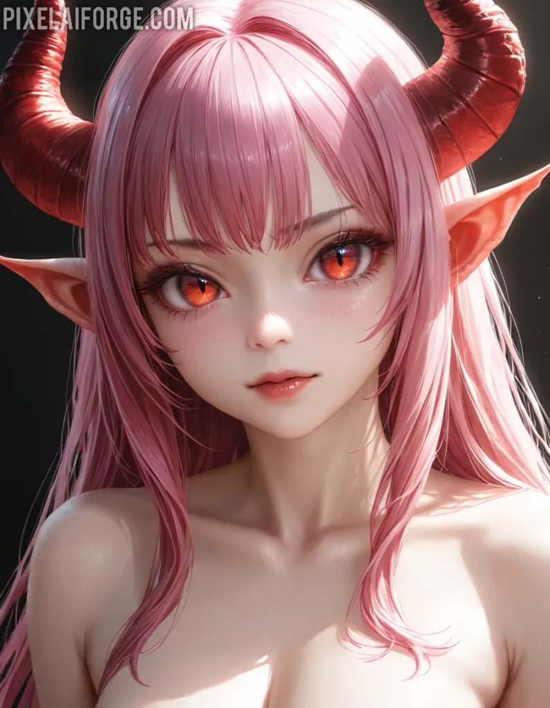Arte Anime de Elfa Demoníaca Creado con Fooocus A