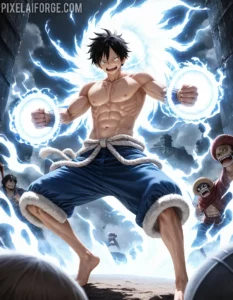 Arte Anime de Luffy en Modo Gear Fifth Creado con Fooocus AI