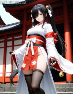 Arte Anime de Sacerdotisa Japonesa Creado con Fooocus AI