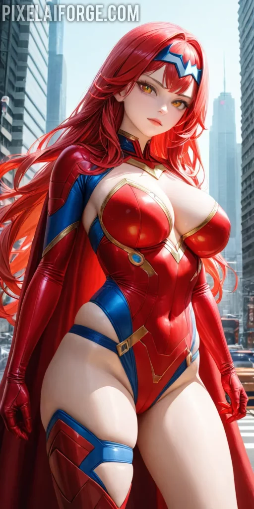 Arte Anime de Superheroína Creado con Fooocus AI