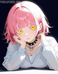 Bold Anime Girl with Pink Hair and Edgy Style