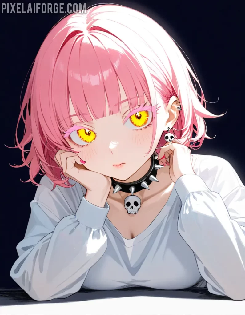 Bold Anime Girl with Pink Hair and Edgy Style