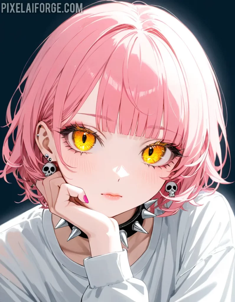 Bold Anime Girl with Pink Hair and Edgy Style
