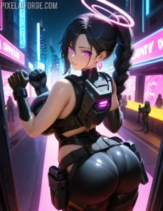 Chica Cyborg Estilo Cyberpunk Belleza Letal en un Futuro Distópico