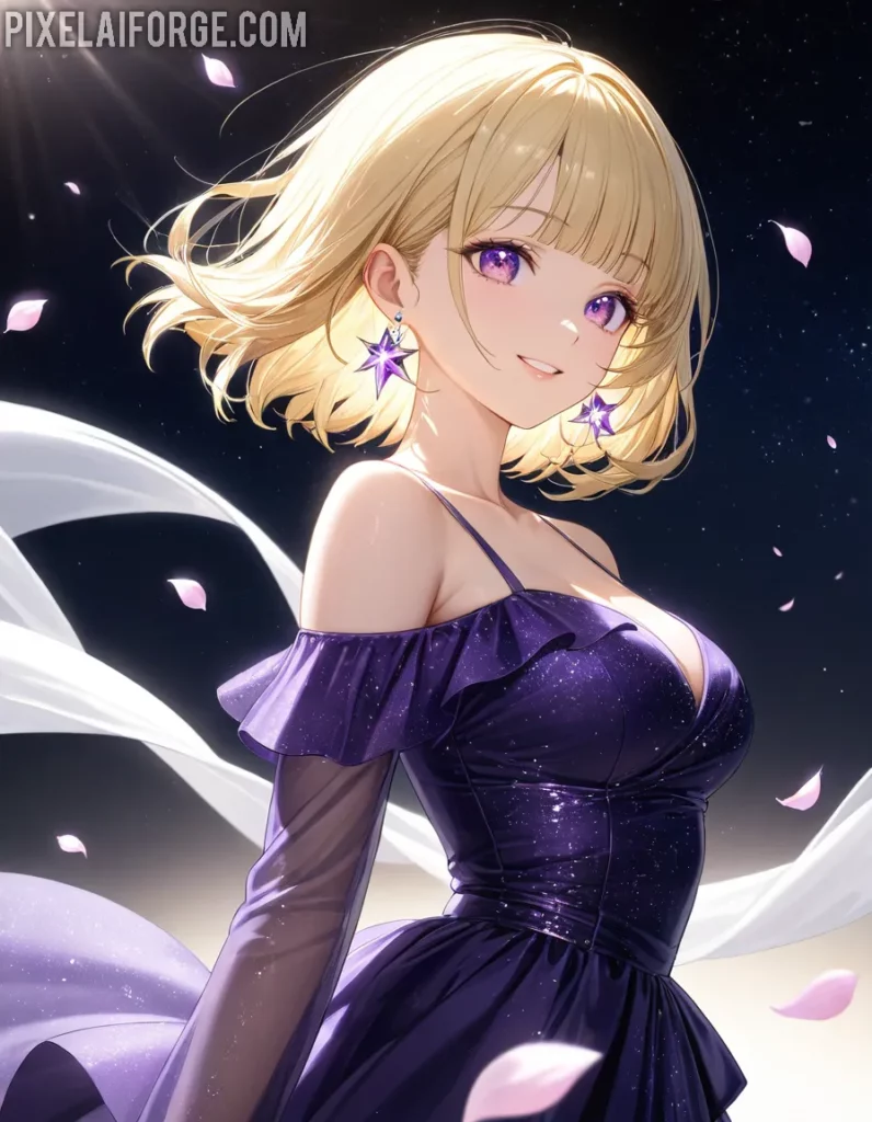 Chica de Anime con Vestido Mágico: Arte Digital Encantador
