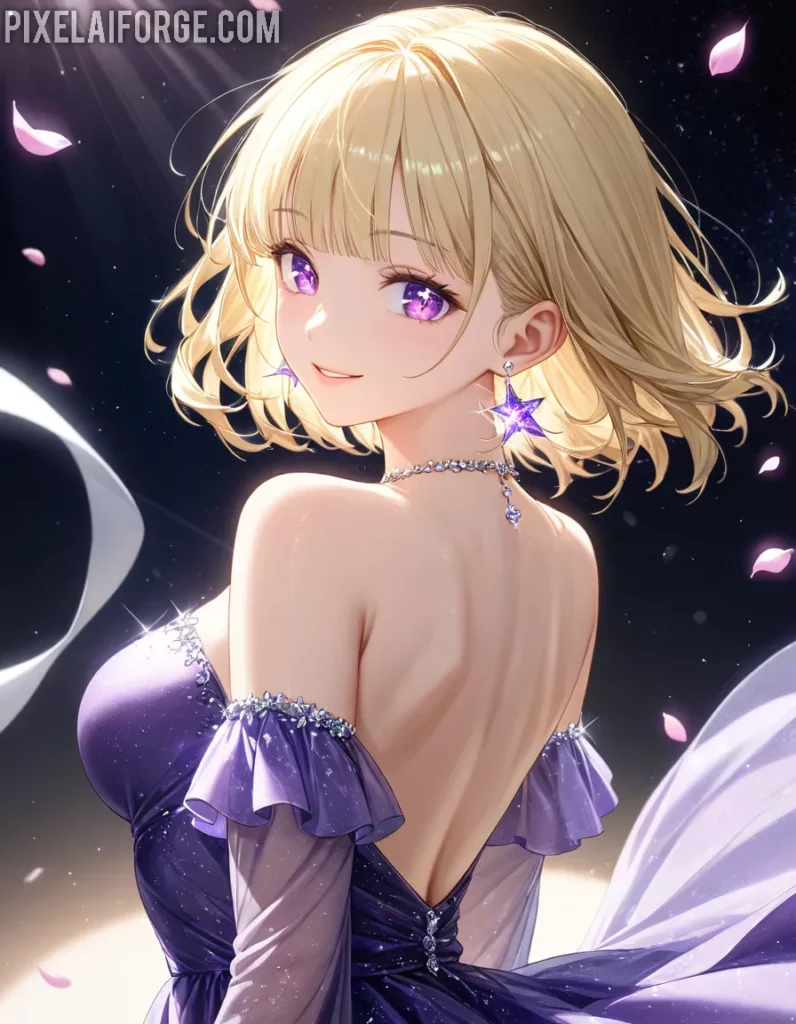 Chica de Anime con Vestido Mágico: Arte Digital Encantador