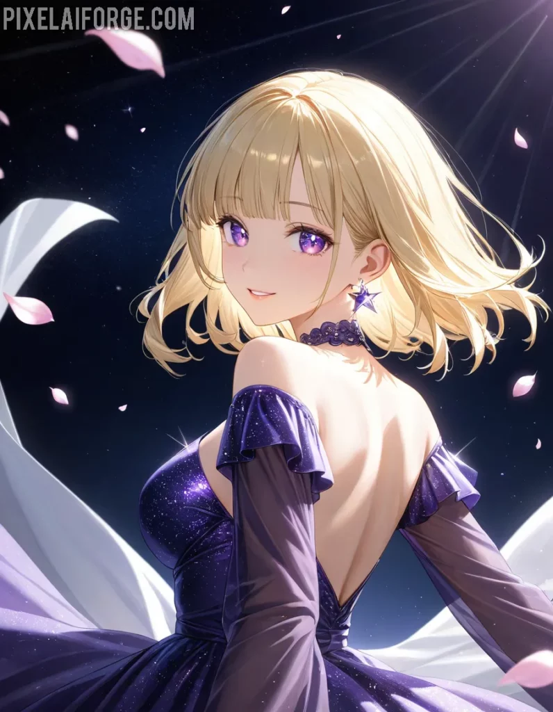 Chica de Anime con Vestido Mágico: Arte Digital Encantador