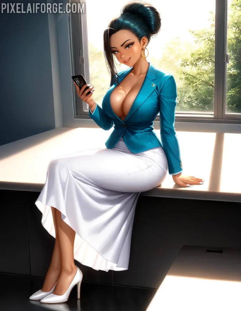 Chica de Anime en Oficina Moderna - Arte Digital