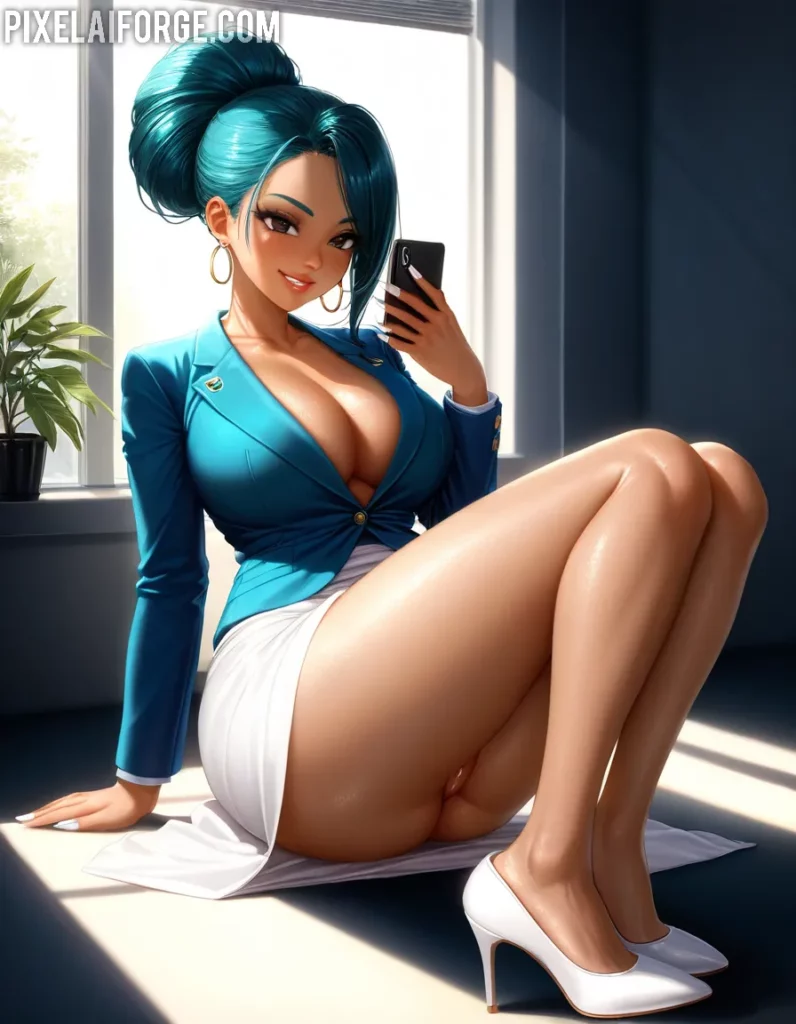 Chica de Anime en Oficina Moderna - Arte Digital