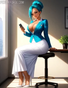 Chica de Anime en Oficina Moderna - Arte Digital
