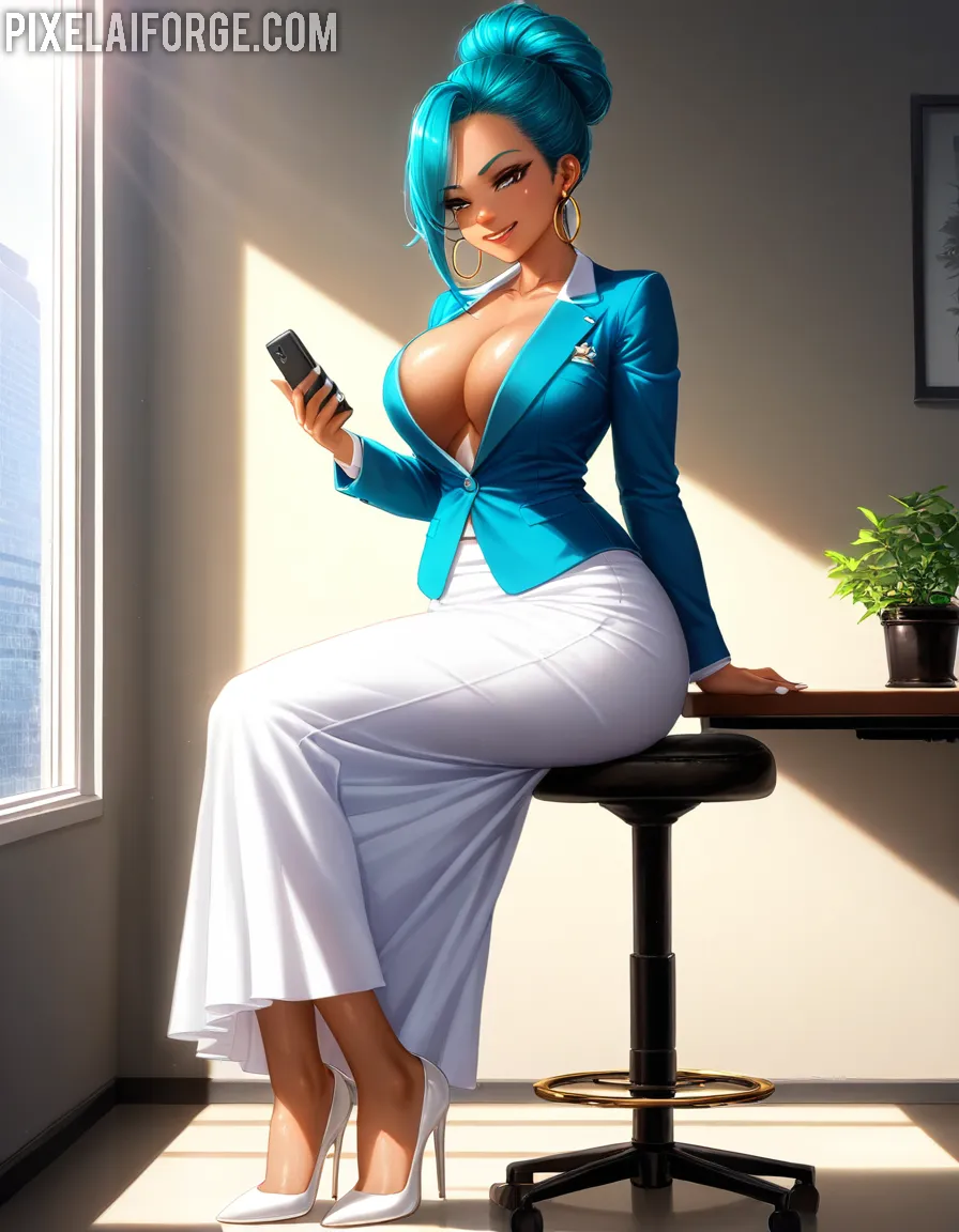 Chica de Anime en Oficina Moderna - Arte Digital