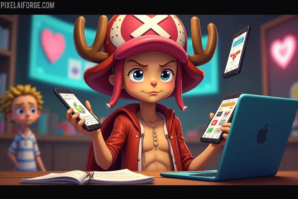 Chopper intenta decidir en qué plataforma ver One Piece mientras se enfrenta a múltiples pantallas