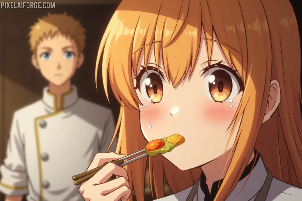 Erina prueba un plato que despierta emociones profundas durante una batalla culinaria