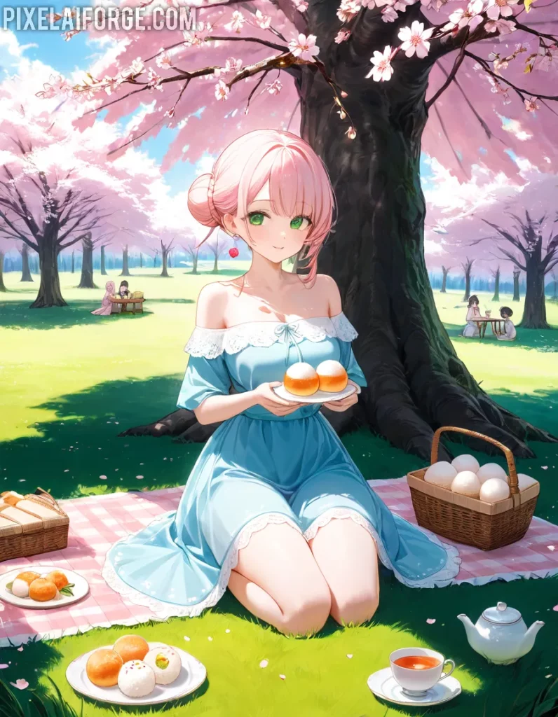 Disfruta un Picnic de Primavera Estilo Anime Bajo los Cerezos en Flor