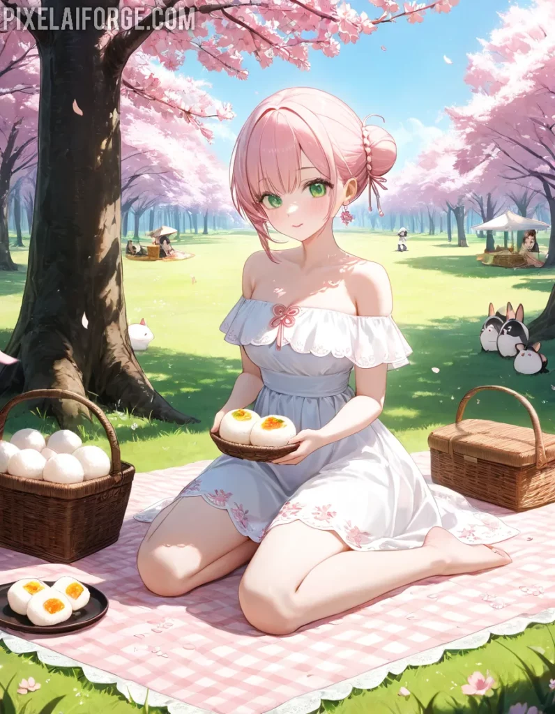 Disfruta un Picnic de Primavera Estilo Anime Bajo los Cerezos en Flor
