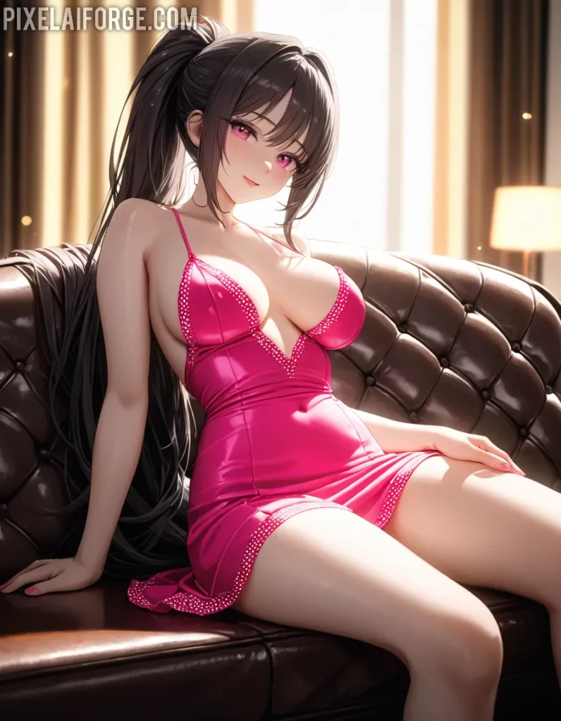 Elegant Anime Character in a Stunning Pink Dress