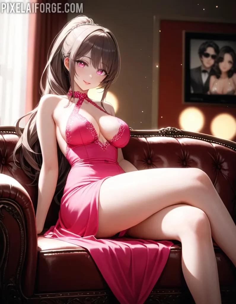 Elegant Anime Character in a Stunning Pink Dress